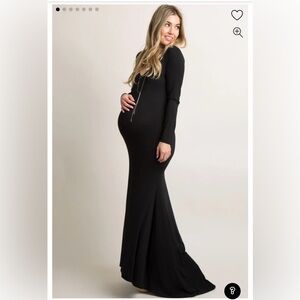 PinkBlush Black Long Sleeve Photoshoot Maternity Gown/Dress black large NWT
